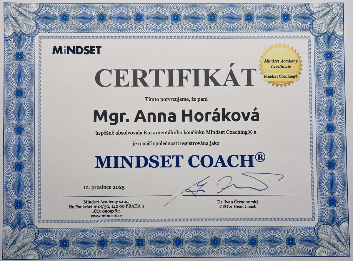 Certifikát Mindset Coach